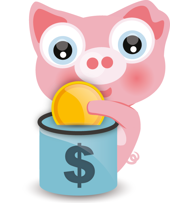 Cerdito mascota de AgentPiggy con una alcancía